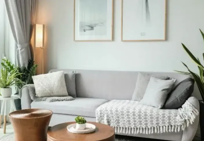 Bright and comfortable living room representing a private therapy session at home